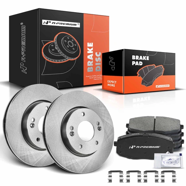 Disc Brake Rotors and Ceramic Pads Kit, 6 Pcs, Front Driver & Passenger, A-Premium, APBRPR928