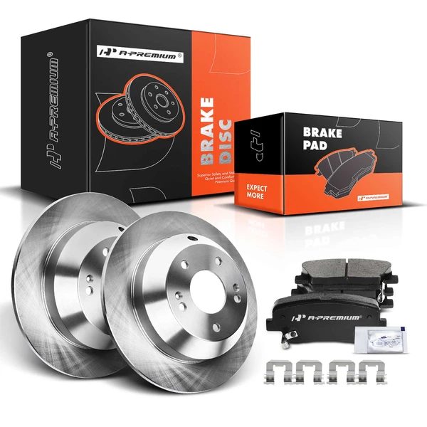 Disc Brake Rotors and Ceramic Pads Kit, 6 Pcs, Rear Driver & Passenger, A-Premium, APBRPR120