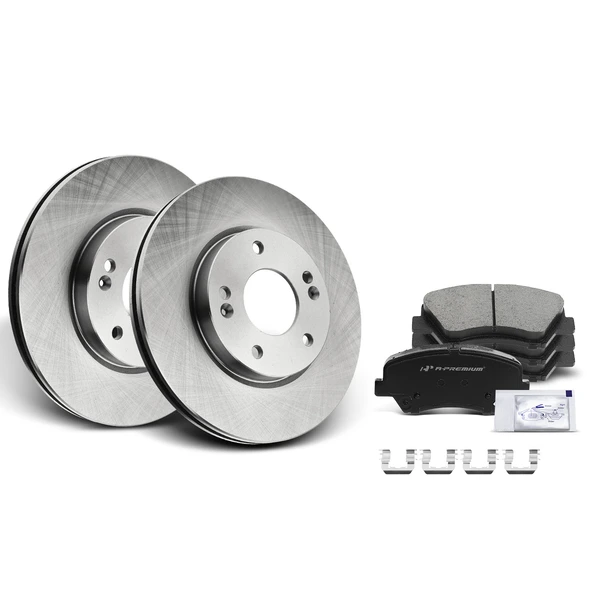 2014-2016 Kia Forte5 Disc Brake Rotors and Ceramic Pads Kit, 6 Pcs, Front Driver & Passenger, A-Premium, APBRPR464