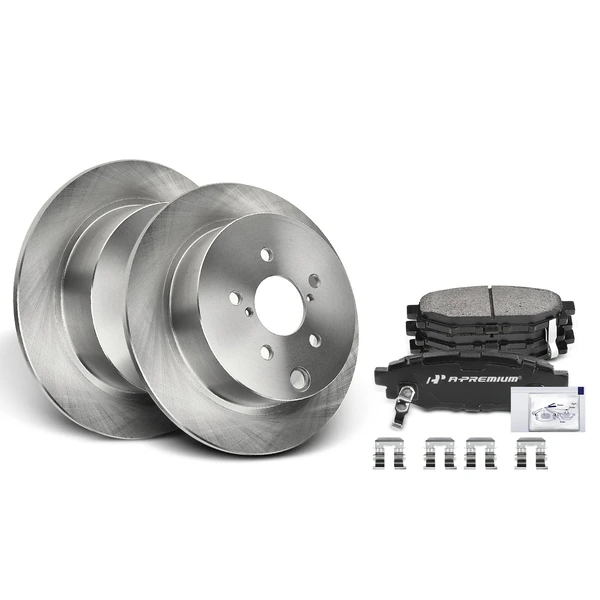 2016-2017 Subaru Crosstrek Disc Brake Rotors and Ceramic Pads Kit, 6 Pcs, Rear Driver & Passenger, A-Premium, APBRPR126