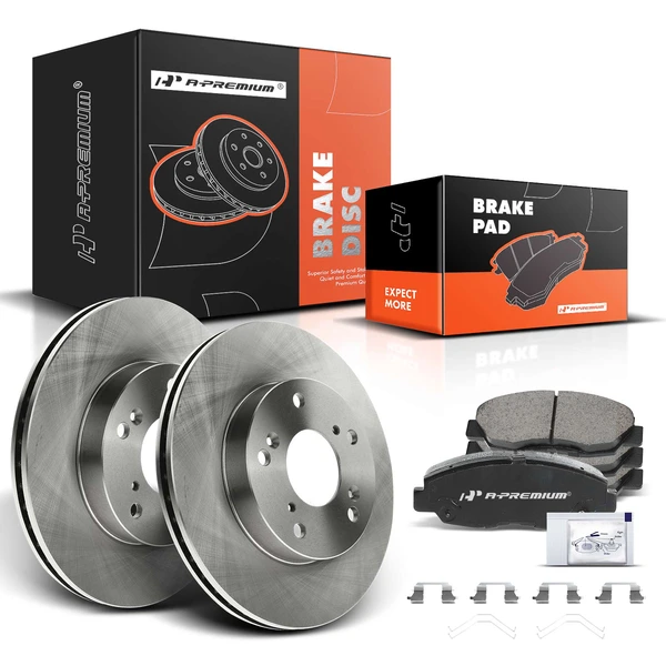 Disc Brake Rotors and Ceramic Pads Kit, 6 Pcs, Front Driver & Passenger, A-Premium, APBRPR124