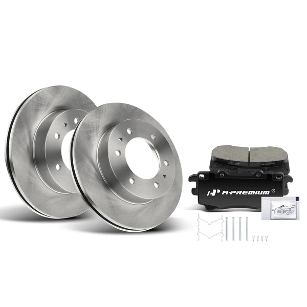 2006-2010 Hummer H3 Disc Brake Rotors and Ceramic Pads Kit, 6 Pcs, Front Driver & Passenger, A-Premium, APBRPR128