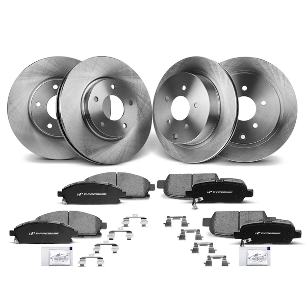 2004-2009 2011-2017 Nissan Quest Disc Brake Rotors and Ceramic Pads Kit, 12 Pcs, Front & Rear, A-Premium, APBRPR950