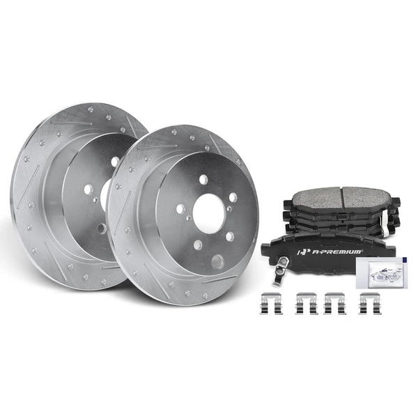 2016-2017 Subaru Crosstrek Brake Pad and Rotor Kit, 6 Pcs, Rear Driver & Passenger, A-Premium, APBRPS071