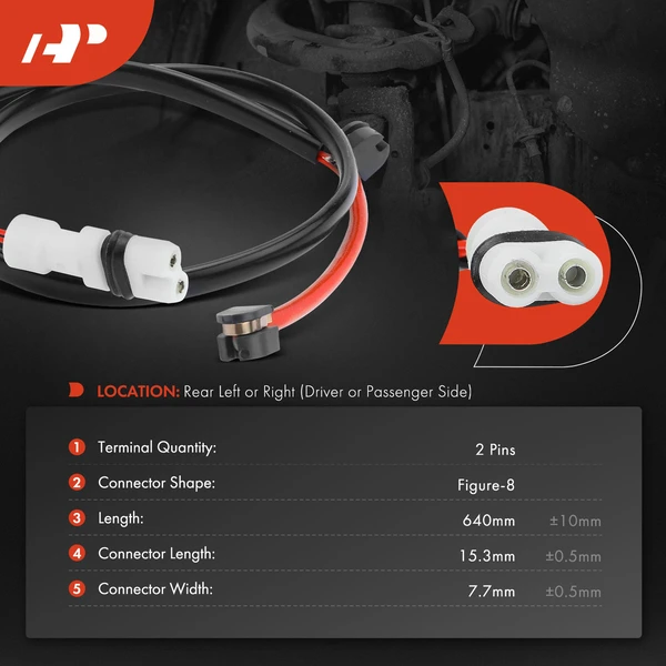 Rear Driver or Passenger Disc Brake Pad Wear Sensor for Porsche 928 1989-1991 1993-1995