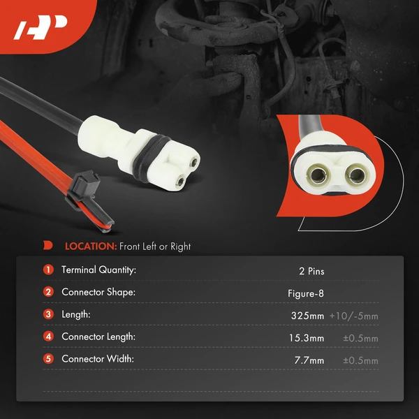 Front Driver or Passenger Disc Brake Pad Wear Sensor for Porsche 928 1993-1995 V8 5.4L