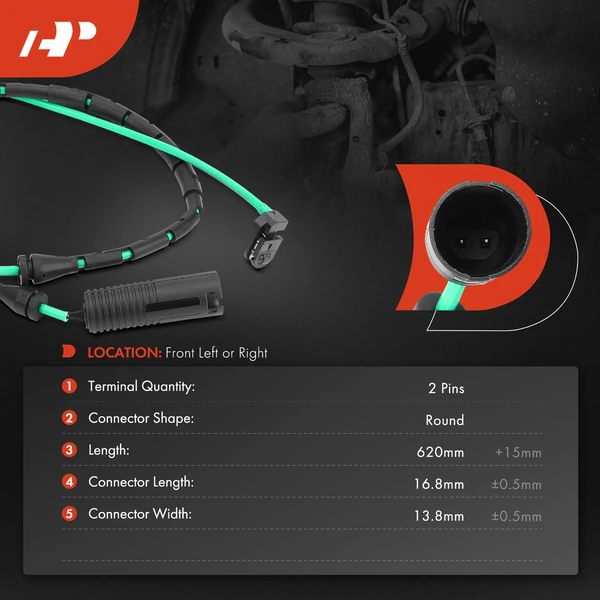 Front Driver or Passenger Disc Brake Pad Wear Sensor with 2-Pin for Land Rover Range Rover 2010-2012