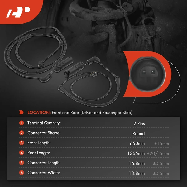 2 Pcs Front & Rear Disc Brake Pad Wear Sensor for BMW M3 2001-2006 L6 3.2L