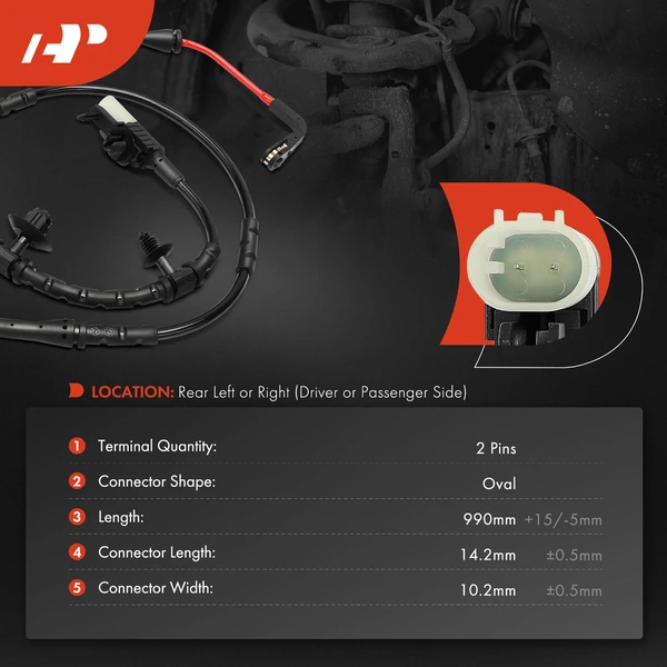 Rear Driver or Passenger Disc Brake Pad Wear Sensor for Jaguar I-Pace 2019-2023