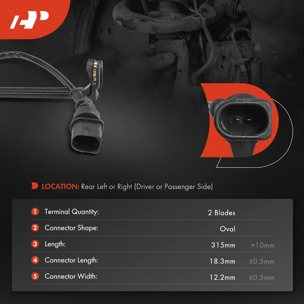 Rear Driver or Passenger Disc Brake Pad Wear Sensor for Audi RS6 Avant RS7 Sportback