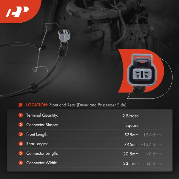 2 Pcs Front & Rear Disc Brake Pad Wear Sensor for Lexus LS460 07-17 LS600h 4.6L 5.0L