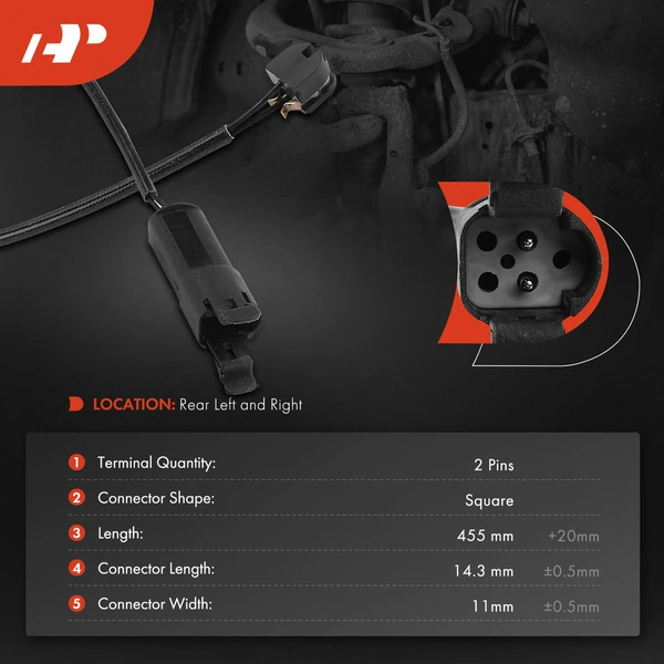 Rear Driver or Passenger Disc Brake Pad Wear Sensor for Jaguar Vanden Plas XJ12