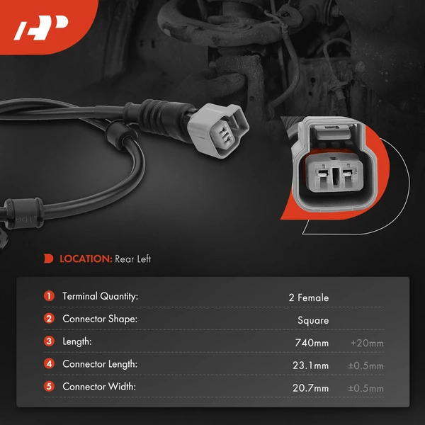 Rear Driver Disc Brake Pad Wear Sensor for Lexus LS460 2010-2017 with 18 In Wheels