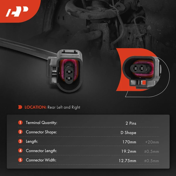 Rear Driver or Passenger Disc Brake Pad Wear Sensor for Porsche Cayenne 2019-2022