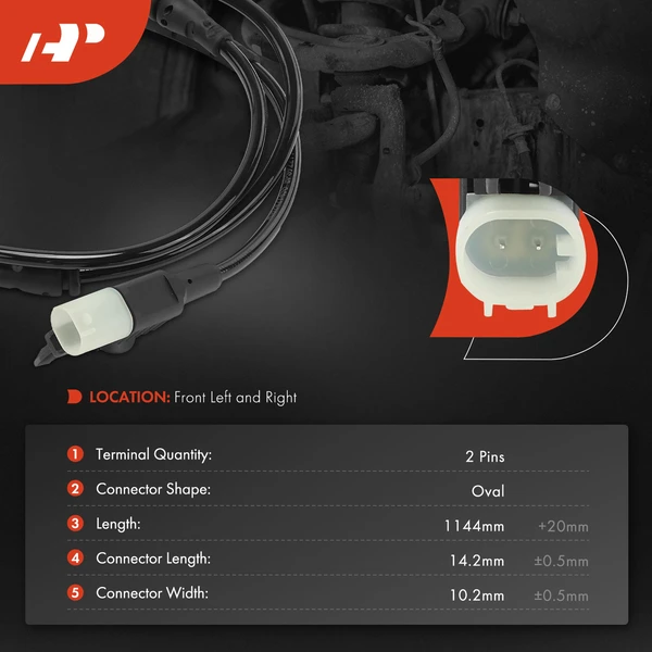 Front Driver or Passenger Disc Brake Pad Wear Sensor with 2-Pin for Jaguar E-Pace 2018-2020