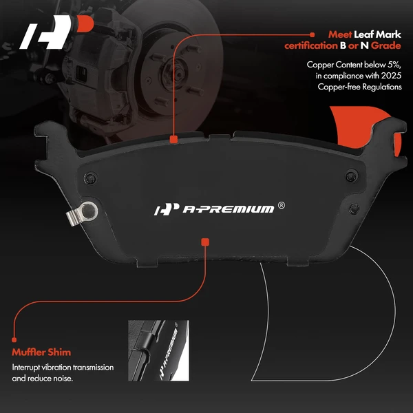 4 Pcs Rear Ceramic Brake Pads for Ram 1500 2019-2023