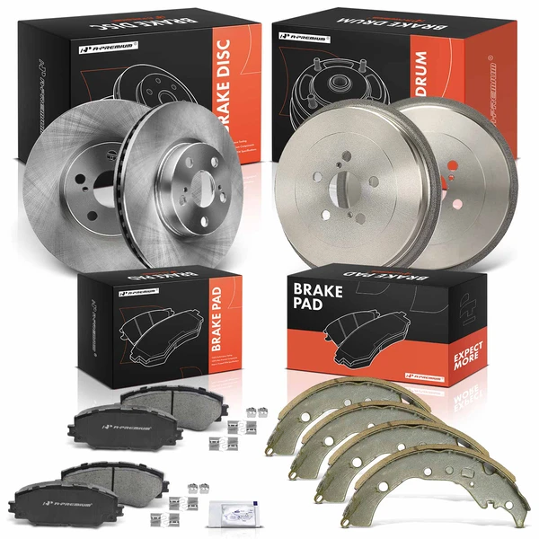 2009-2019 Toyota Corolla Disc Brake Rotors and Ceramic Pads Kit, 12 Pcs, Front & Rear, A-Premium, APBRPR1861