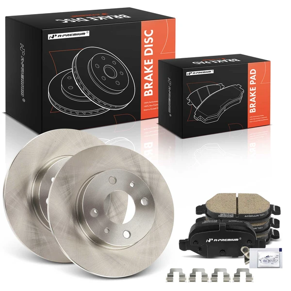 Disc Brake Rotors and Ceramic Pads Kit, 6 Pcs, Rear Driver & Passenger, A-Premium, APBRPR1859