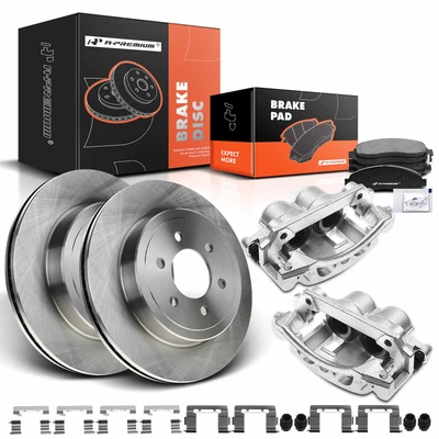 Disc Brake Rotors and Ceramic Pads Kit with Calipers, 8 Pcs, Front Driver & Passenger, A-Premium, APBRPR651