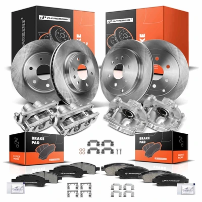 16 Pcs Front & Rear Disc Brake Rotors & Ceramic Brake Pads & Brake Calipers