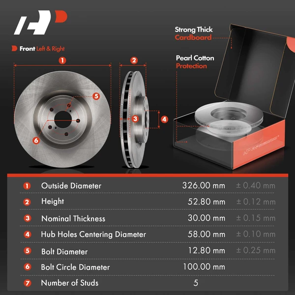 Disc Brake Rotors and Ceramic Pads Kit, 6 Pcs, Front Driver & Passenger, A-Premium, APBRPR1399