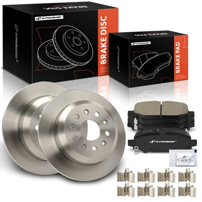6 Pcs Rear Disc Brake Rotors & Ceramic Brake Pads