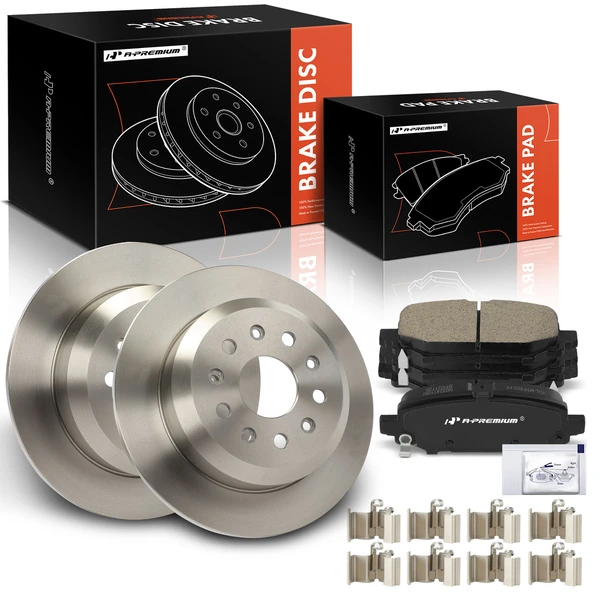 Disc Brake Rotors and Ceramic Pads Kit, 6 Pcs, Rear Driver & Passenger, A-Premium, APBRPR1867