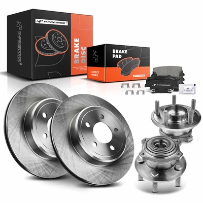 8 Pcs Rear Disc Brake Rotors & Ceramic Brake Pads & Hub Bearings