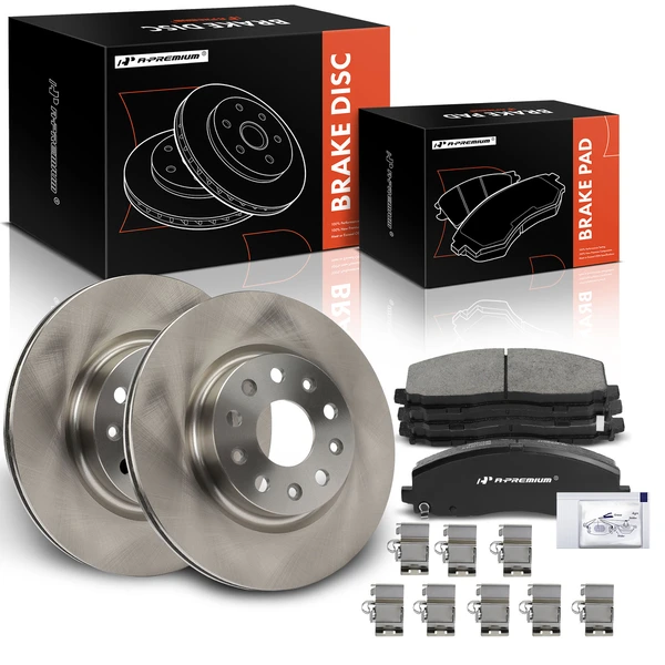 2018-2023 Jeep Wrangler Disc Brake Rotors and Ceramic Pads Kit, 6 Pcs, Front Driver & Passenger, A-Premium, APBRPR1869