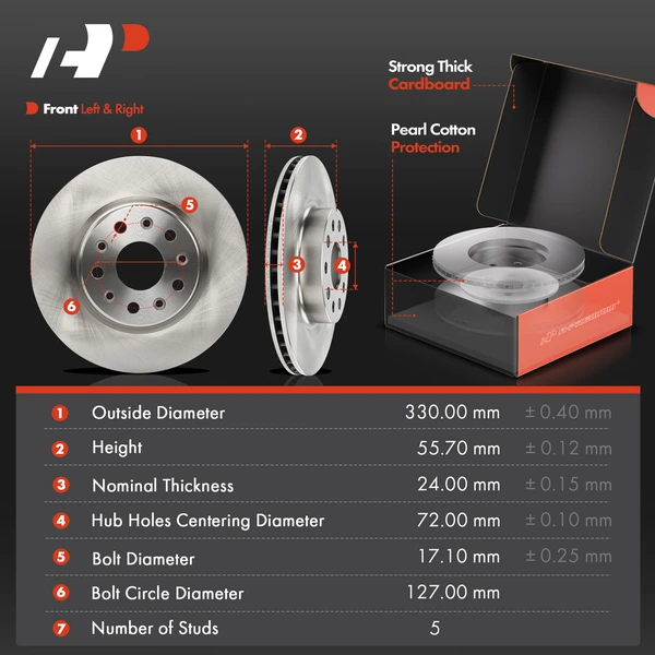 Disc Brake Rotors and Ceramic Pads Kit, 6 Pcs, Front Driver & Passenger, A-Premium, APBRPR1869