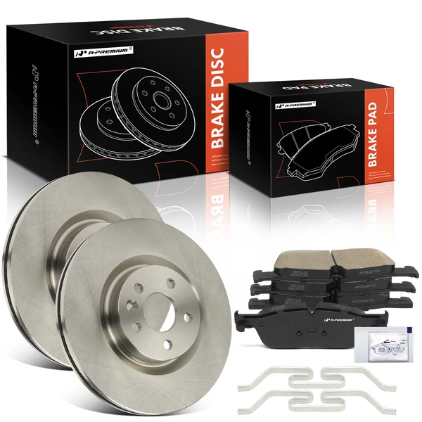 2018-2019 Jaguar E-Pace Disc Brake Rotors and Ceramic Pads Kit, 6 Pcs, Front Driver & Passenger, A-Premium, APBRPR1870