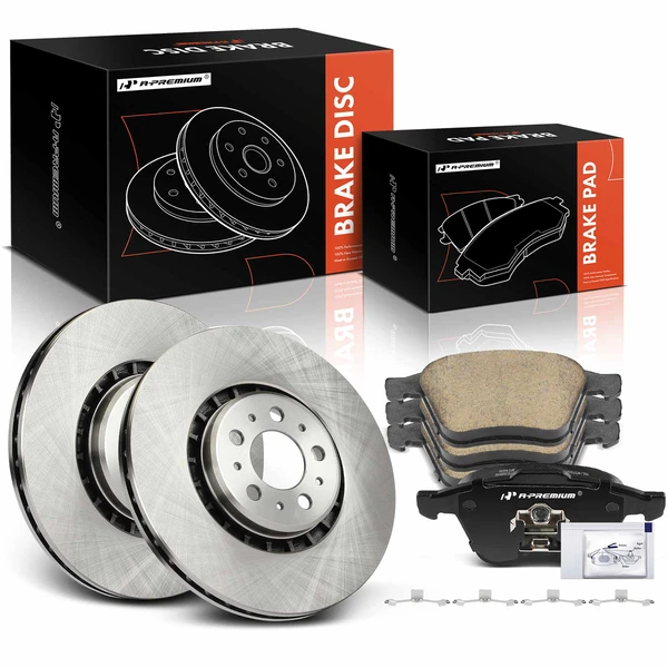 2003-2014 Volvo XC90 Disc Brake Rotors and Ceramic Pads Kit, 6 Pcs, Front Driver & Passenger, A-Premium, APBRPR1855