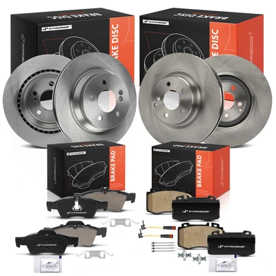 12 Pcs Front & Rear Disc Brake Rotors & Ceramic Brake Pads