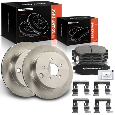 6 Pcs Rear Disc Brake Rotors & Ceramic Brake Pads
