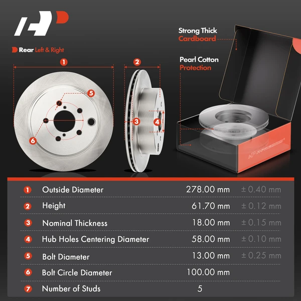 Disc Brake Rotors and Ceramic Pads Kit, 6 Pcs, Rear Driver & Passenger, A-Premium, APBRPR1874