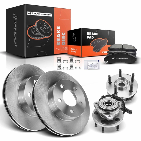 2000-2002 Mazda B4000 Disc Brake Rotors and Ceramic Pads Kit with Calipers, 8 Pcs, Front Driver & Passenger, A-Premium, APBRPR599