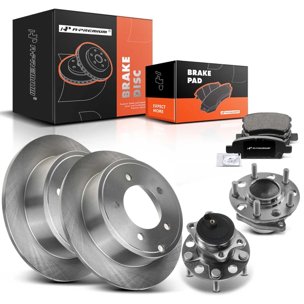 8 Pcs Rear Disc Brake Rotors & Ceramic Brake Pads & Hub Bearings for Dodge Caliber Chrysler Jeep