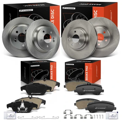 12 Pcs Front & Rear Disc Brake Rotors & Ceramic Brake Pads