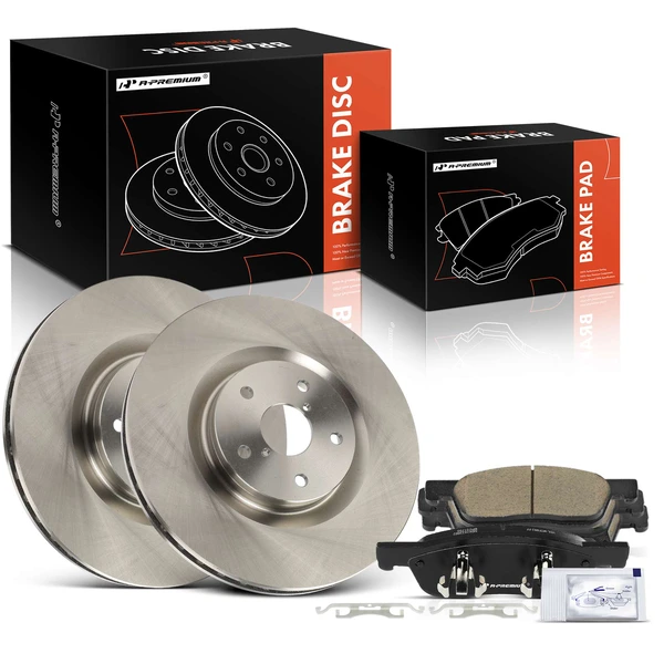 2019-2022 Subaru Ascent Disc Brake Rotors and Ceramic Pads Kit, 6 Pcs, Front Driver & Passenger, A-Premium, APBRPR1990