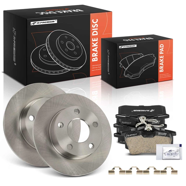 Disc Brake Rotors and Ceramic Pads Kit, 6 Pcs, Rear Driver & Passenger, A-Premium, APBRPR1879