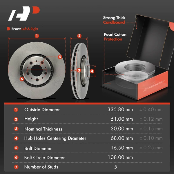 Disc Brake Rotors and Ceramic Pads Kit, 6 Pcs, Front Driver & Passenger, A-Premium, APBRPR1450