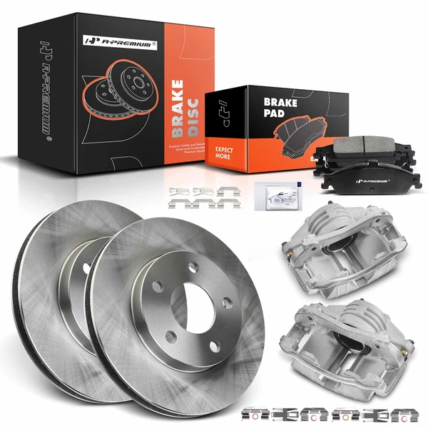 8 Pcs Front Disc Brake Rotors & Ceramic Brake Pads & Brake Calipers for 1999-2004 Oldsmobile Alero