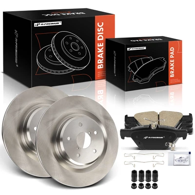 6 Pcs Rear Disc Brake Rotors & Ceramic Brake Pads
