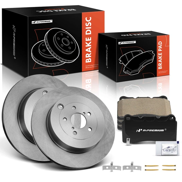 2019-2020 Toyota 86 Disc Brake Rotors and Ceramic Pads Kit, 6 Pcs, Rear Driver & Passenger, A-Premium, APBRPR1444