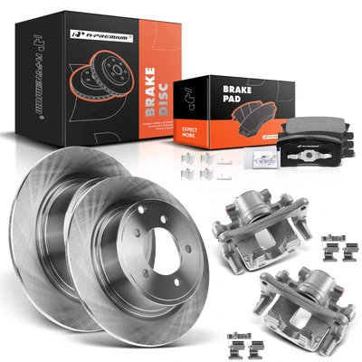 8 Pcs Rear Disc Brake Rotors & Ceramic Brake Pads & Brake Calipers