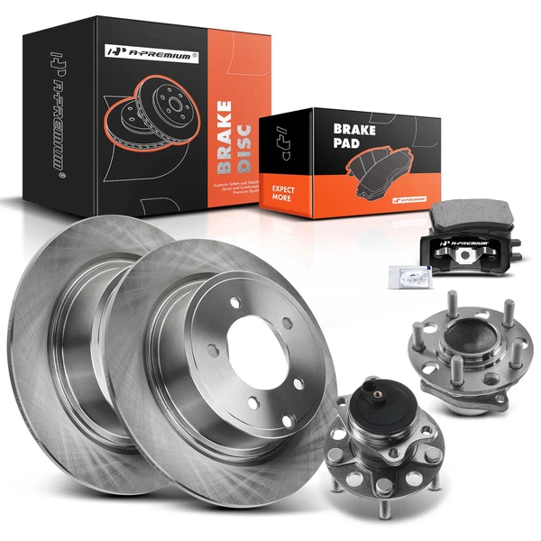 8 Pcs Rear Disc Brake Rotors & Ceramic Brake Pads & Hub Bearings for 2007-2010 Chrysler Sebring