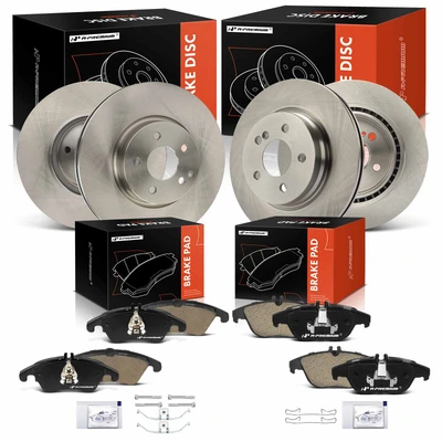 12 Pcs Front & Rear Disc Brake Rotors & Ceramic Brake Pads