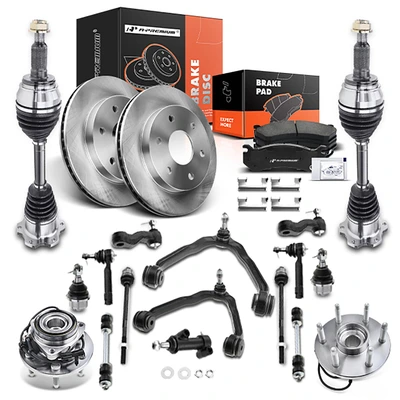 23 Pcs Brake Rotors Pads Hub Bearing CV Axle Control Arm Kit