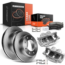 8 Pcs Rear Disc Brake Rotors & Ceramic Brake Pads & Brake Calipers for 2003-2009 Hummer H2