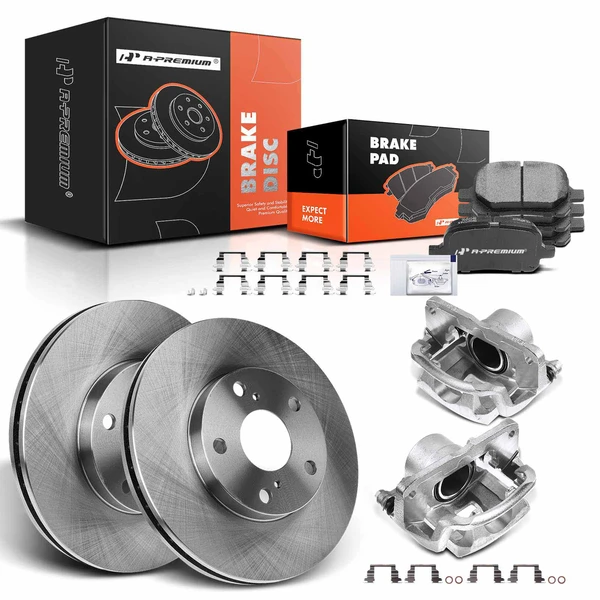 8 Pcs Front Disc Brake Rotors & Ceramic Brake Pads & Brake Calipers for Toyota Camry 97-01 Lexus